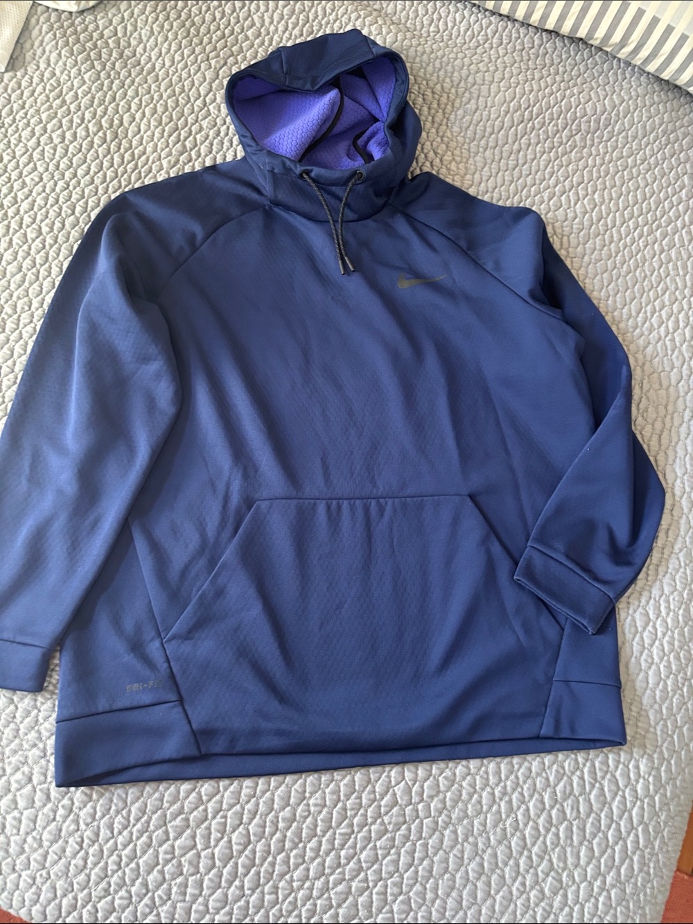 Nike Men’s Blue Hooded Pullover with Purple Lining